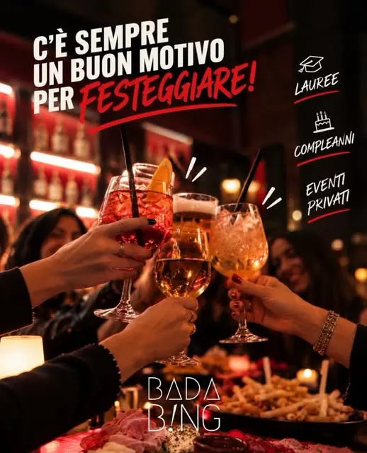 Brindisi con spritz e calici al Bada Bing: lauree, compleanni, eventi privati
